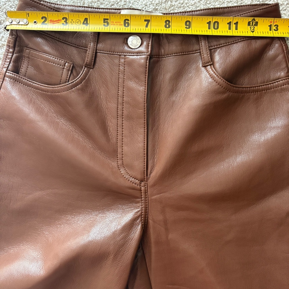 WILFRED x ARITZIA The Melina Pant High Waisted Vegan Leather Cognac Brown - Picture 8 of 8